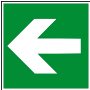 Richtungsanzeige links für Erste-Hilfe-Einrichtungen, Rettungswege, Notausgänge (ISO 6309)