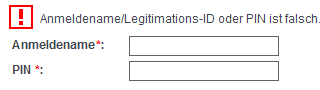 ungültige Anmeldung