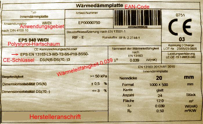 Musteretikett Wärmedämmplatte