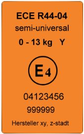 ECE R44-Genehmigungszeichen