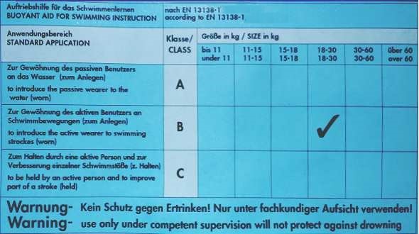 Schwimmlernhilfeklassen (EN 13138)