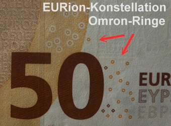 EURion-Konstellation auf einem 50-Euro-Schein