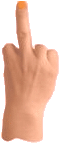 Hand mit gestrecktem Mittelfinger