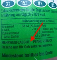 Kennzeichnung einer Mehrwegflasche