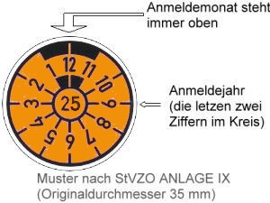 Muster Prüfplakette für Hauptuntersuchung (HU)