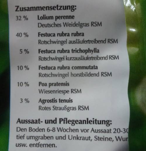 Handelsübliche Regel-Saatgut-Mischung