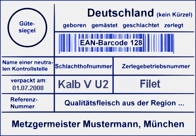 Rindfleisch-Etikett
