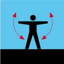 Langsames und wiederholtes Heben und Senken der beiden ausgestreckten Arme