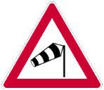 Zeichen 120 (§ 40 StVO) Seitenwind von rechts