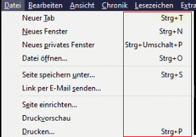 Shortcuts im Firefox-Browser