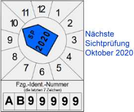 Muster Prüfmarke und SP-Schild für die Durchführung von Sicherheitsprüfungen